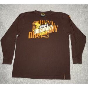 Vintage Drunknmunky Shirt Mens XL Brown Logo Spellout Long‎ Sleeve Pullover